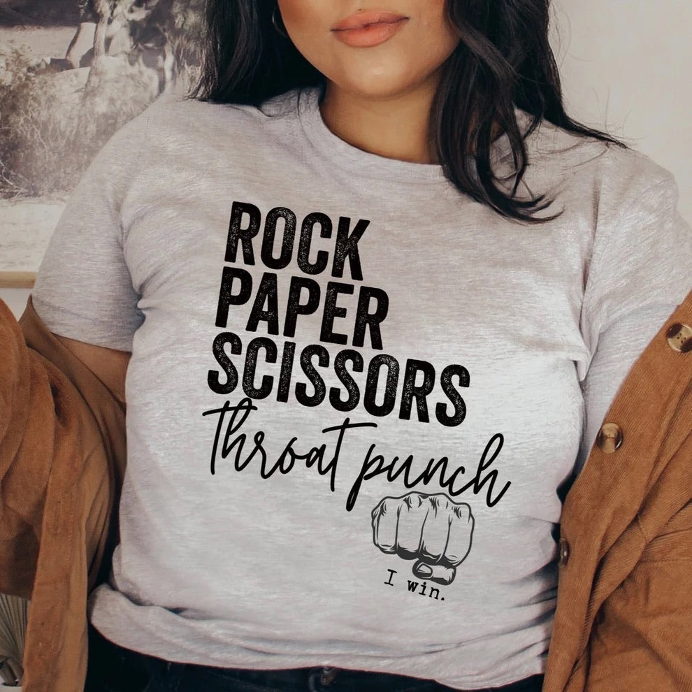 Rock Paper Scissors Throat Punch Graphic Tee