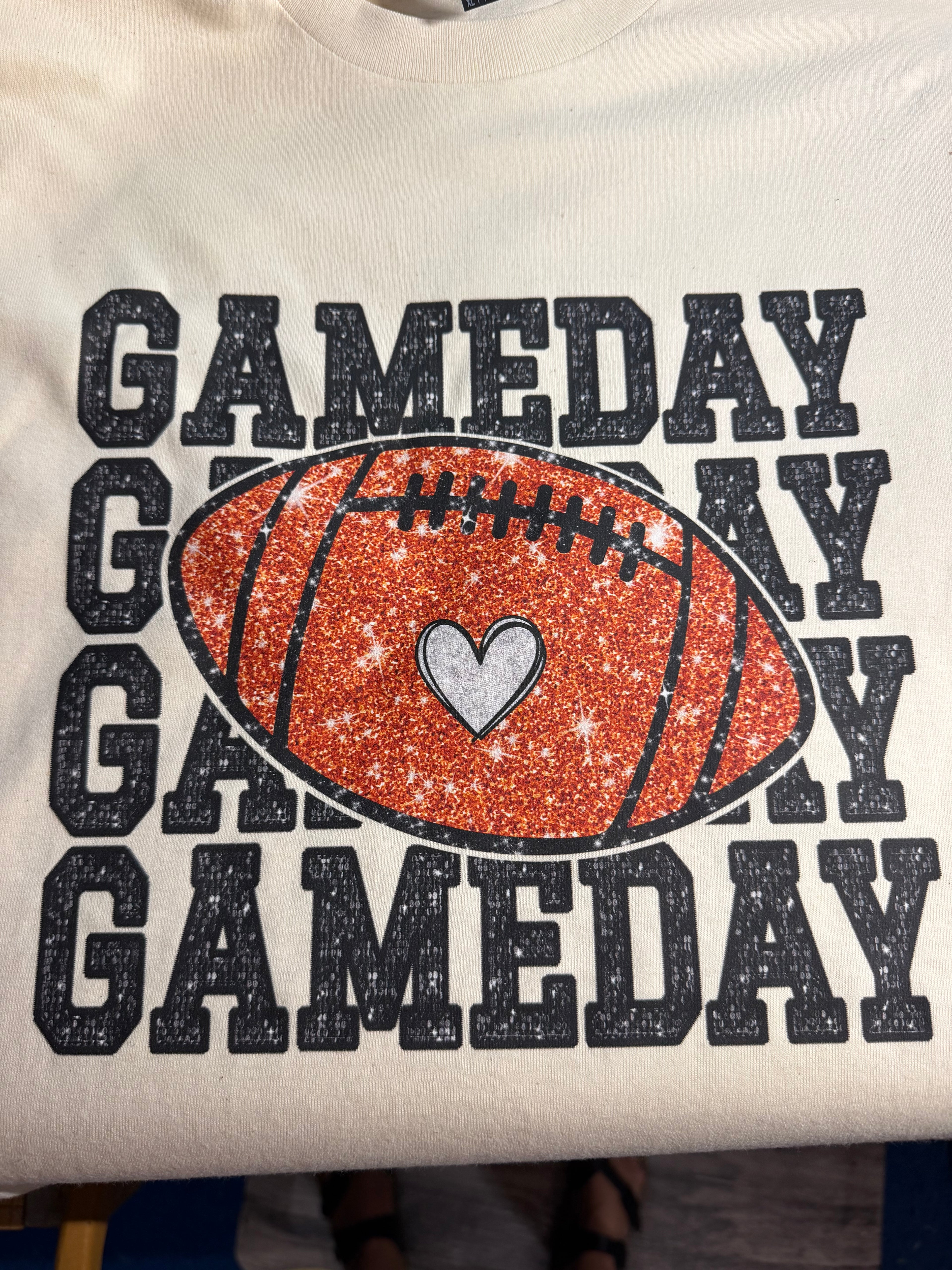 Game Day Football with Heart Graphic Tee