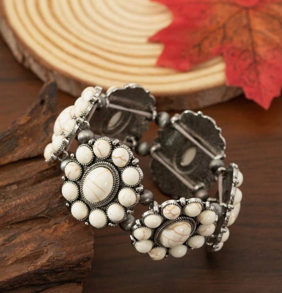 Boho Fashion White Turquoise Stretch Bracelet