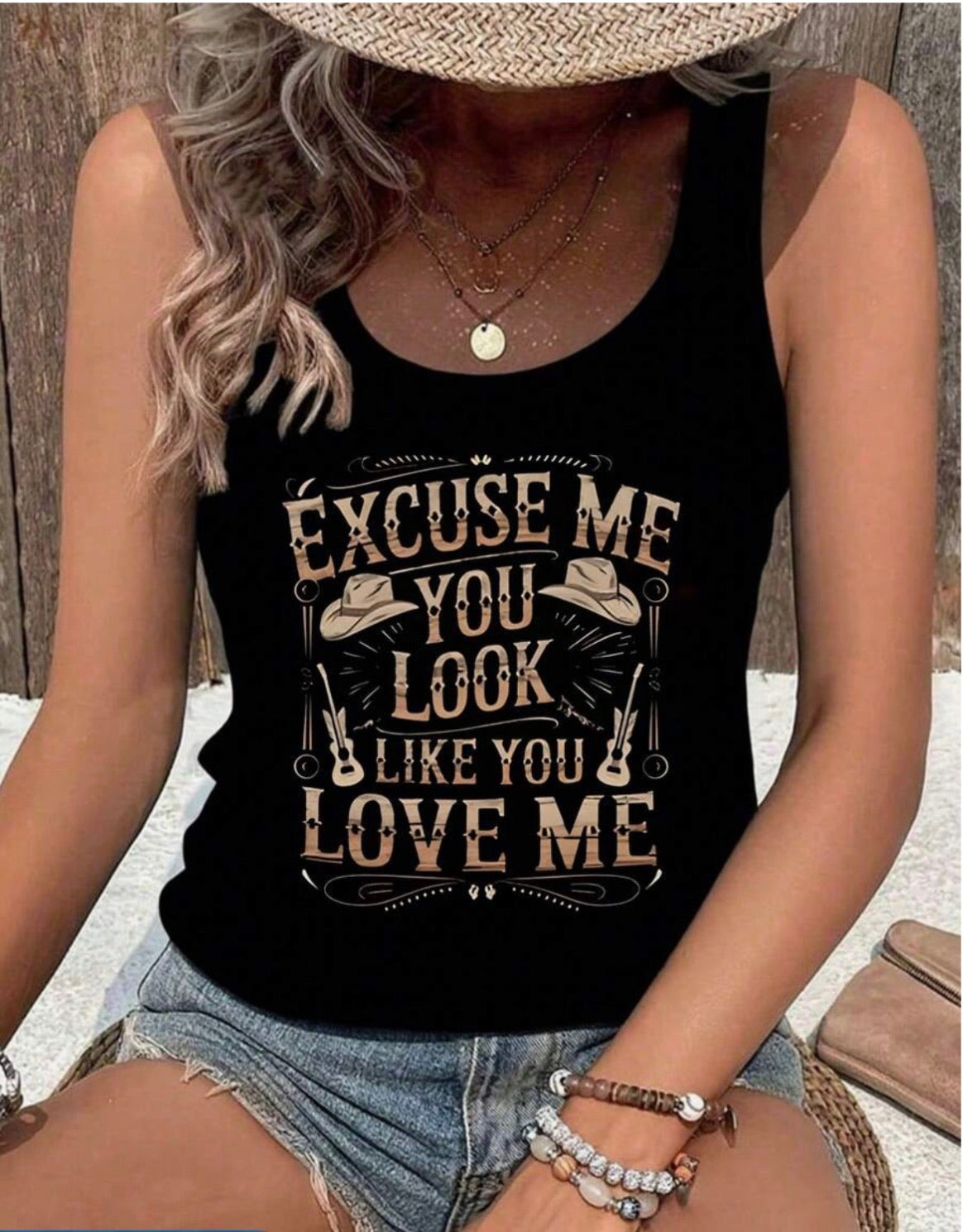 Excuse Me You Look Like You Love Me Graphic Tank Top