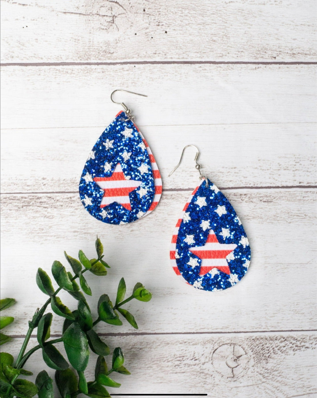 Stars & Stripes Layered Teardrop Dangle Earrings