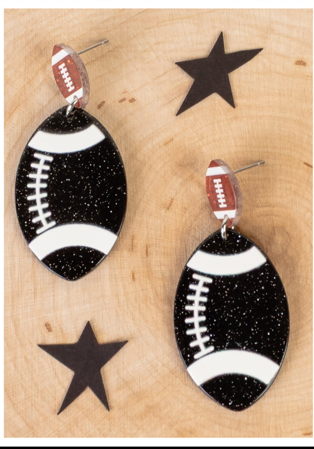 Football Earrings - Black