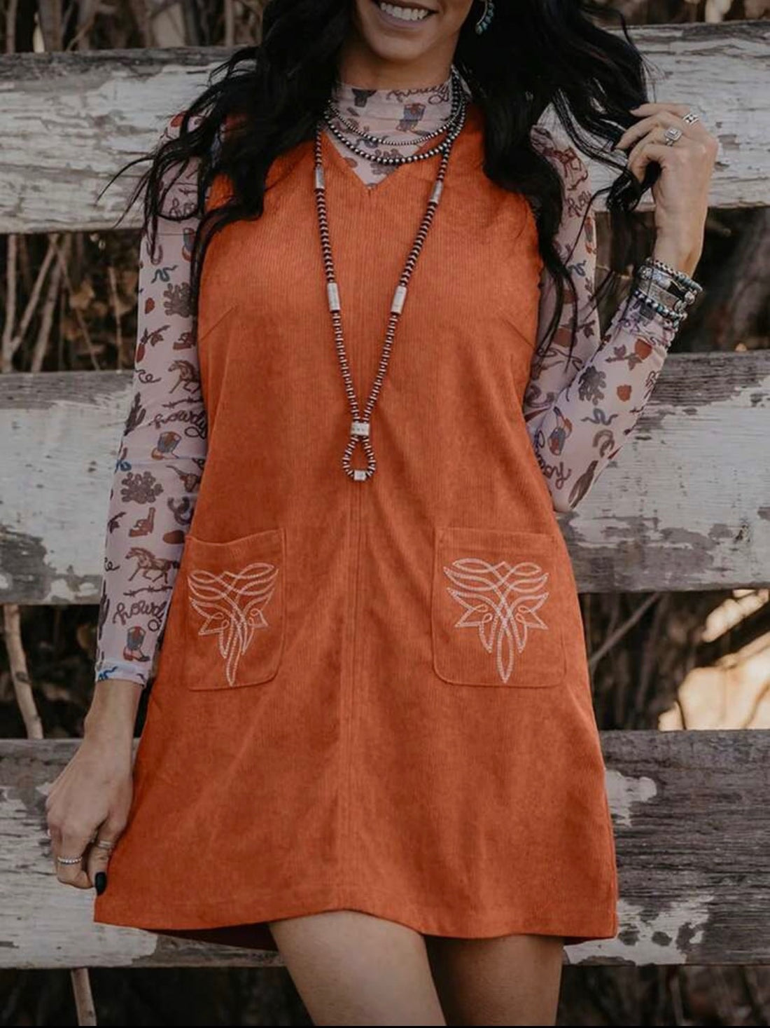 Acelitt Gold Flame Corduroy Sleeveless Dress