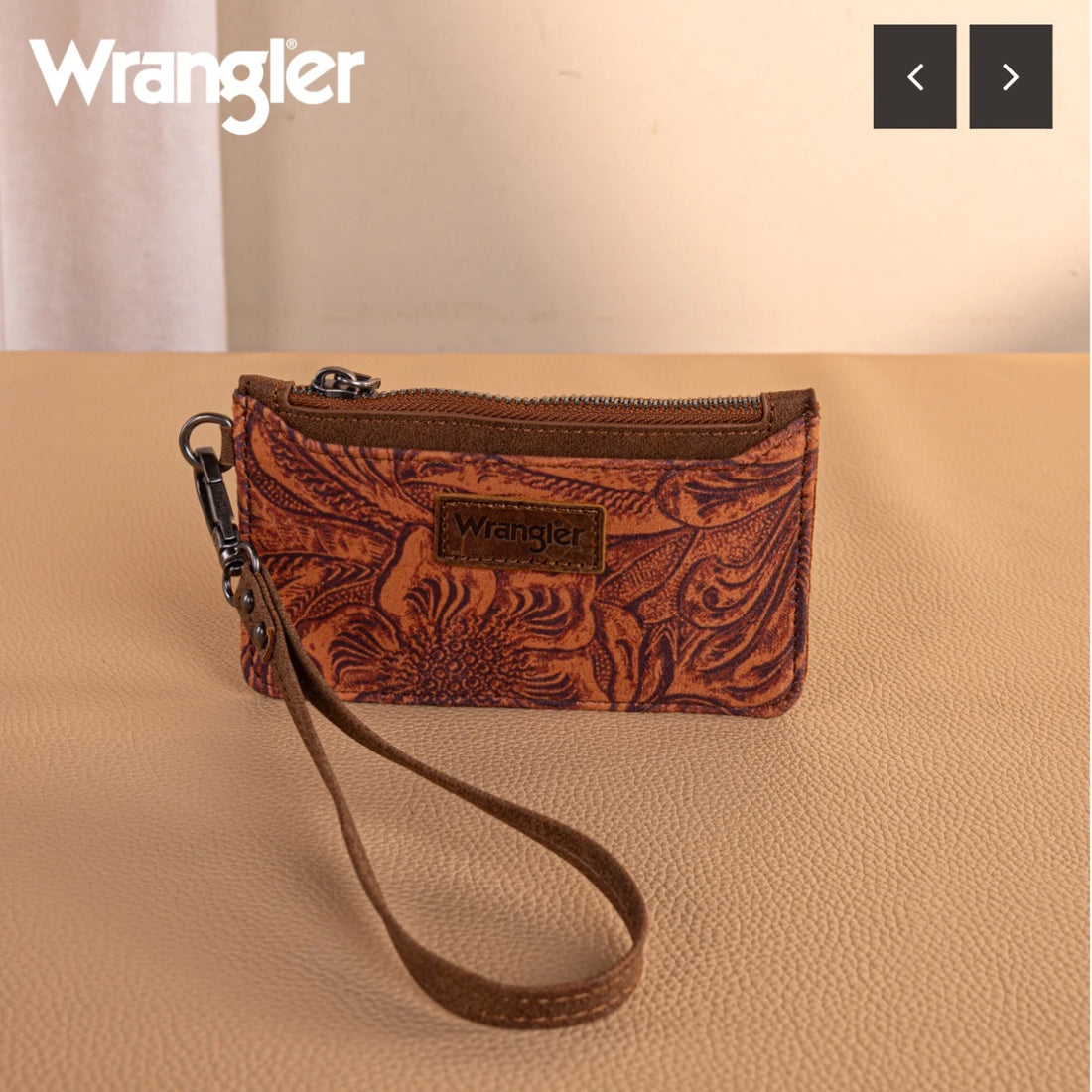 Wrangler Vintage Floral Velvet Print Mini Zip Card Case Wristlet