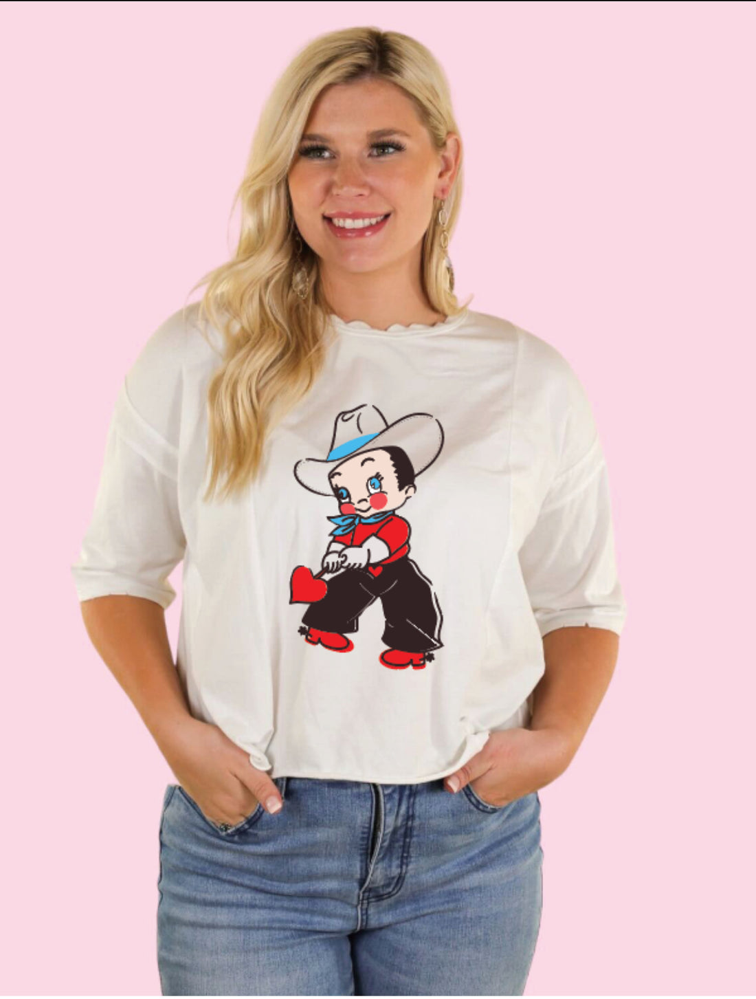 Cupid Cowboy on Perfect Company Boxy Crop Top