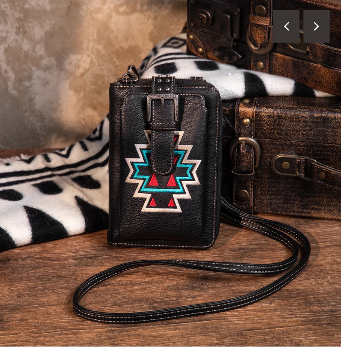 American Bling Embroidered Aztec Phone Crossbody Wallet