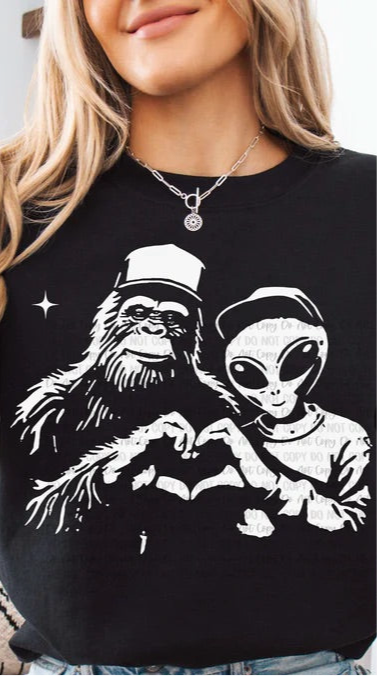 Big Foot Alien Adult Graphic Tee