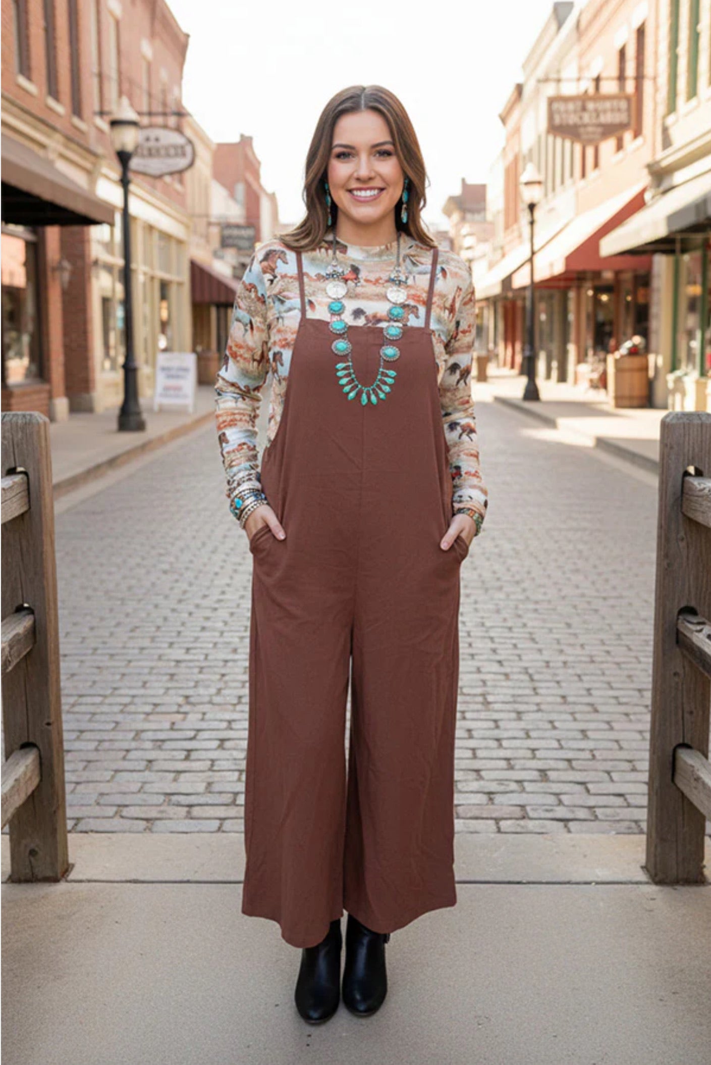 Brown Wide Leg Jumpsuit