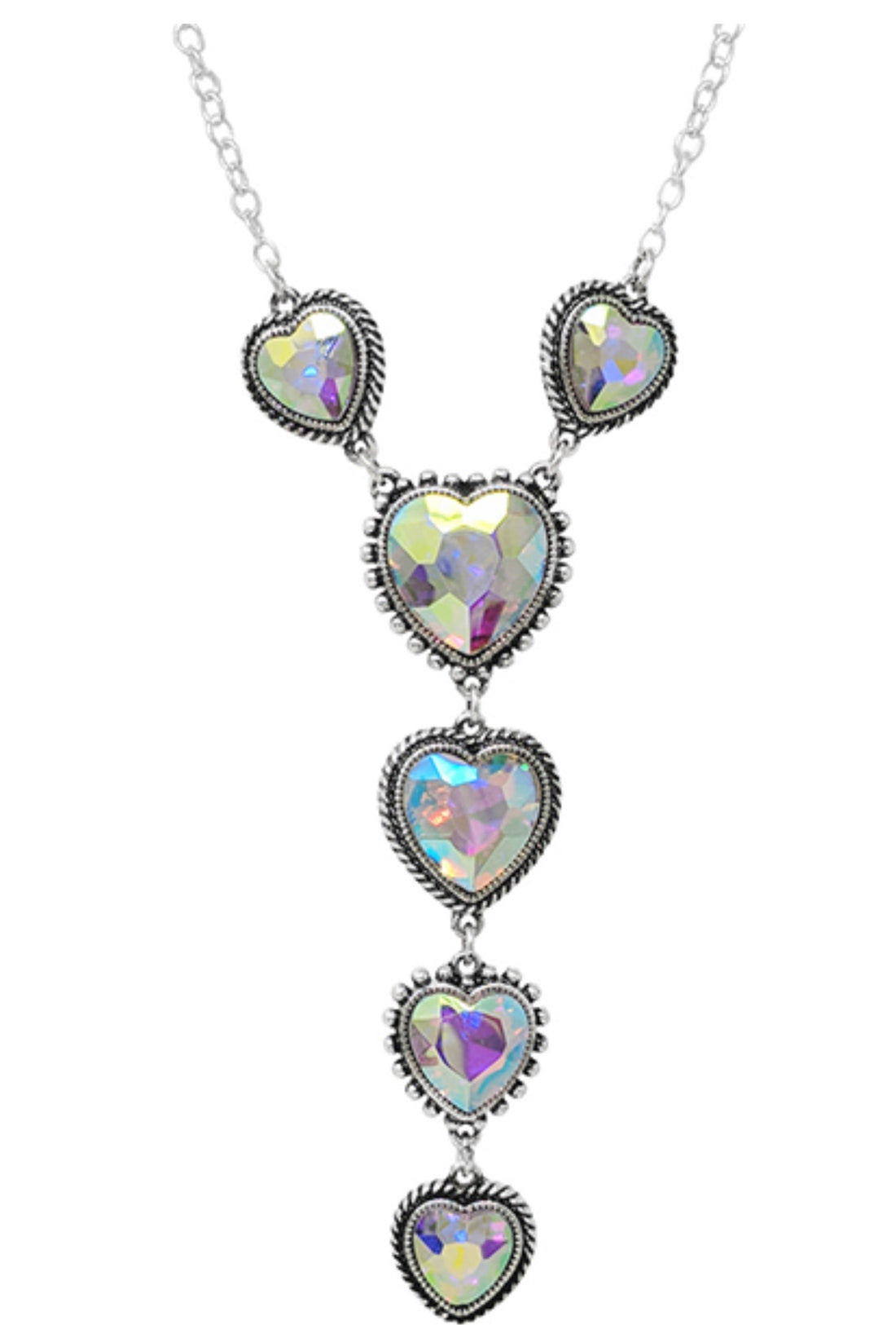 Iridescent Heart Y Necklace