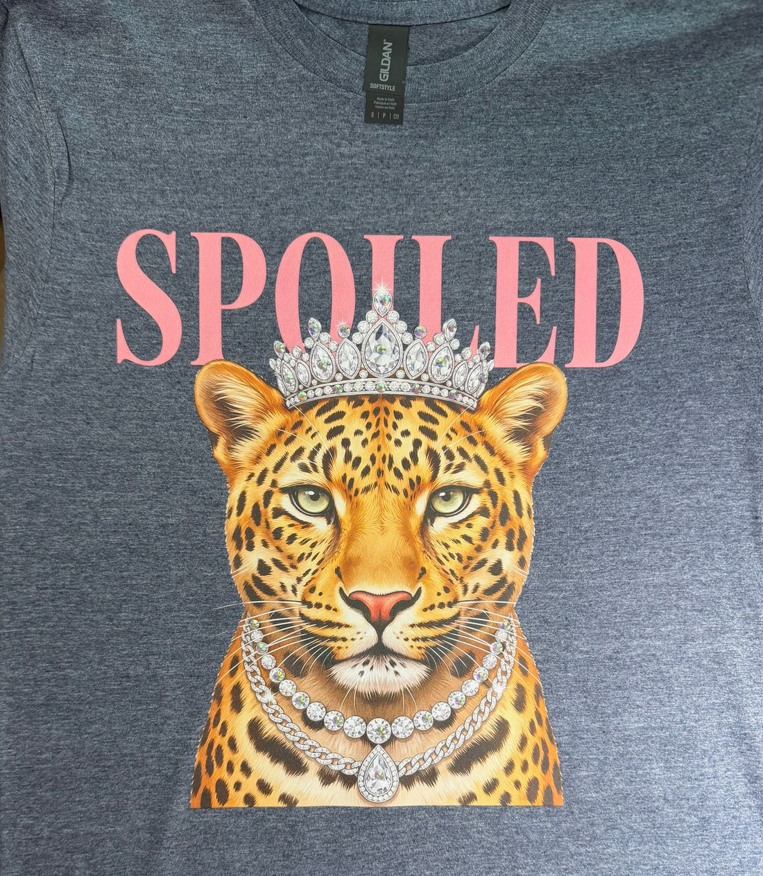 Rhinestone Spoiled Leopard Graphic Tee