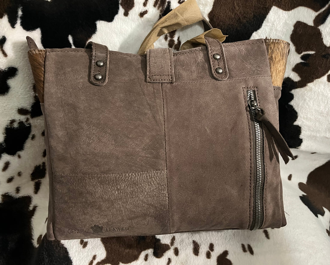 COWHIDE LEATHER BROWN PURSE-Rainbow Trading
