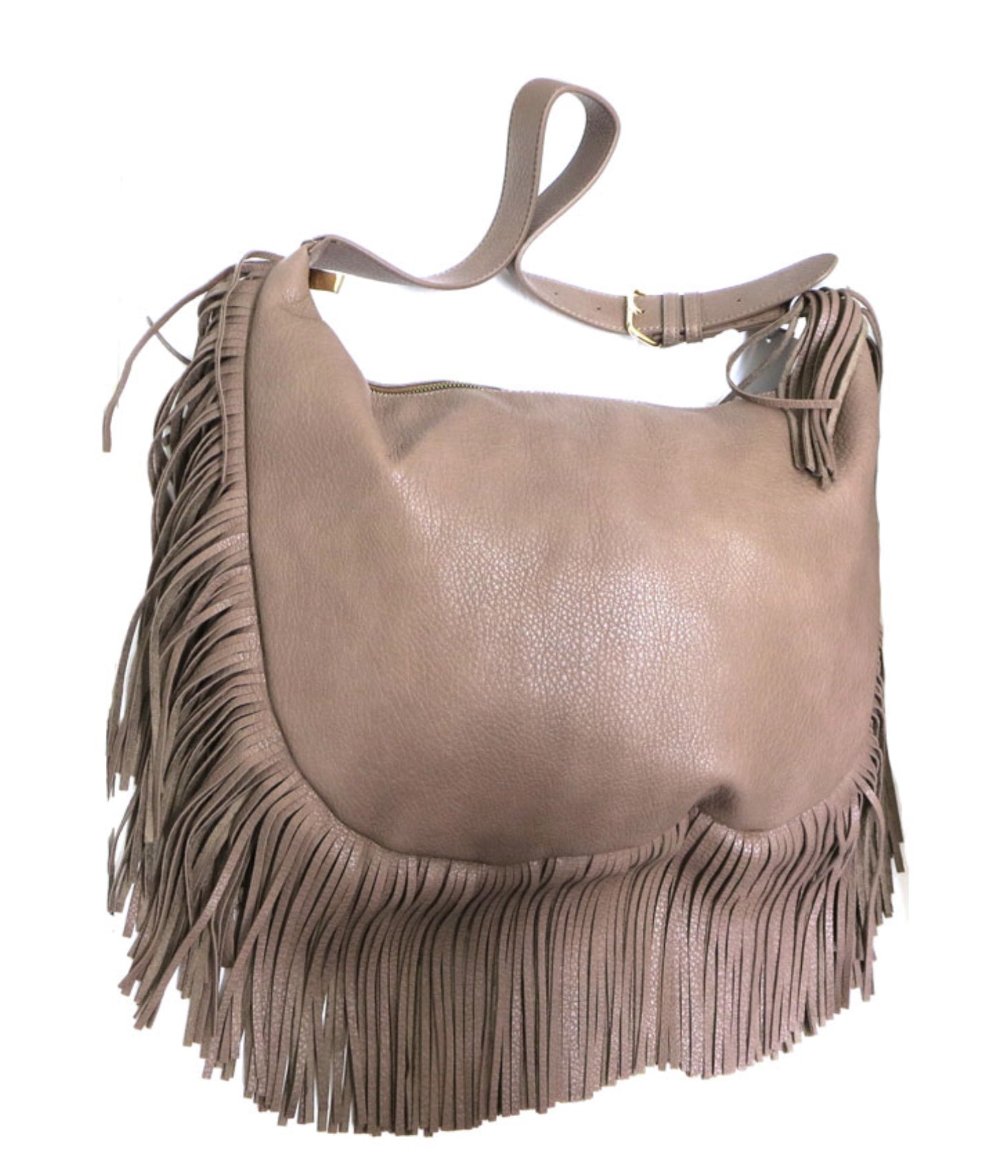 Large Hobo Pebble Vegan Leather Purse with Fringe