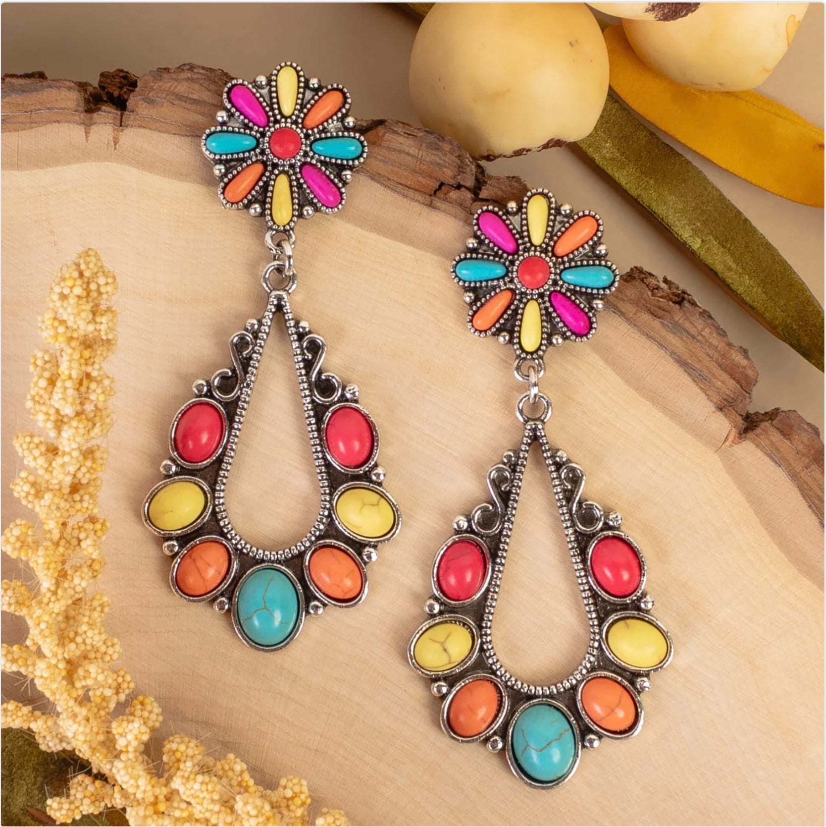 Starburst Dangle Squash Blossom Earrings