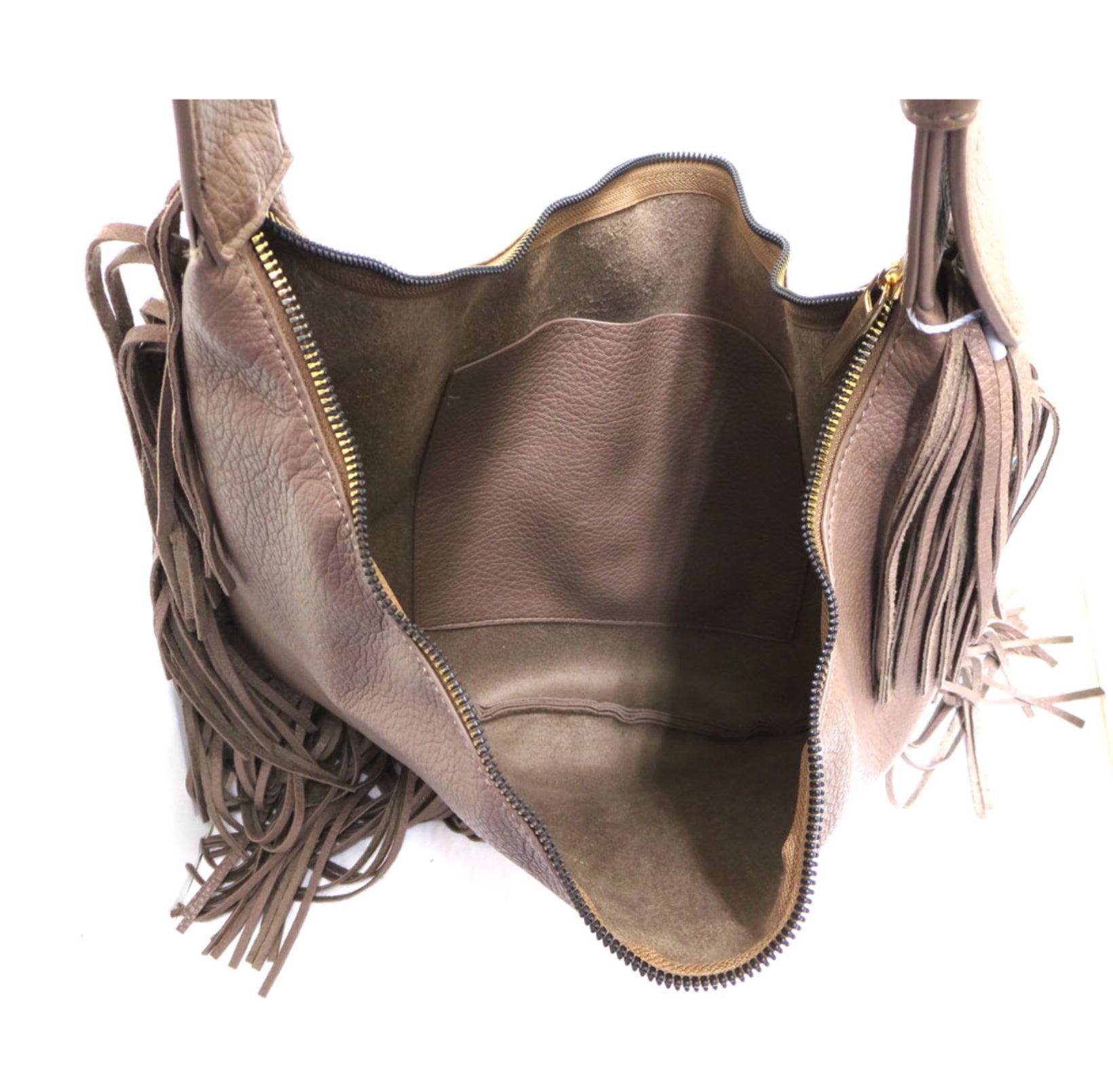 Large Hobo Pebble Vegan Leather Purse with Fringe