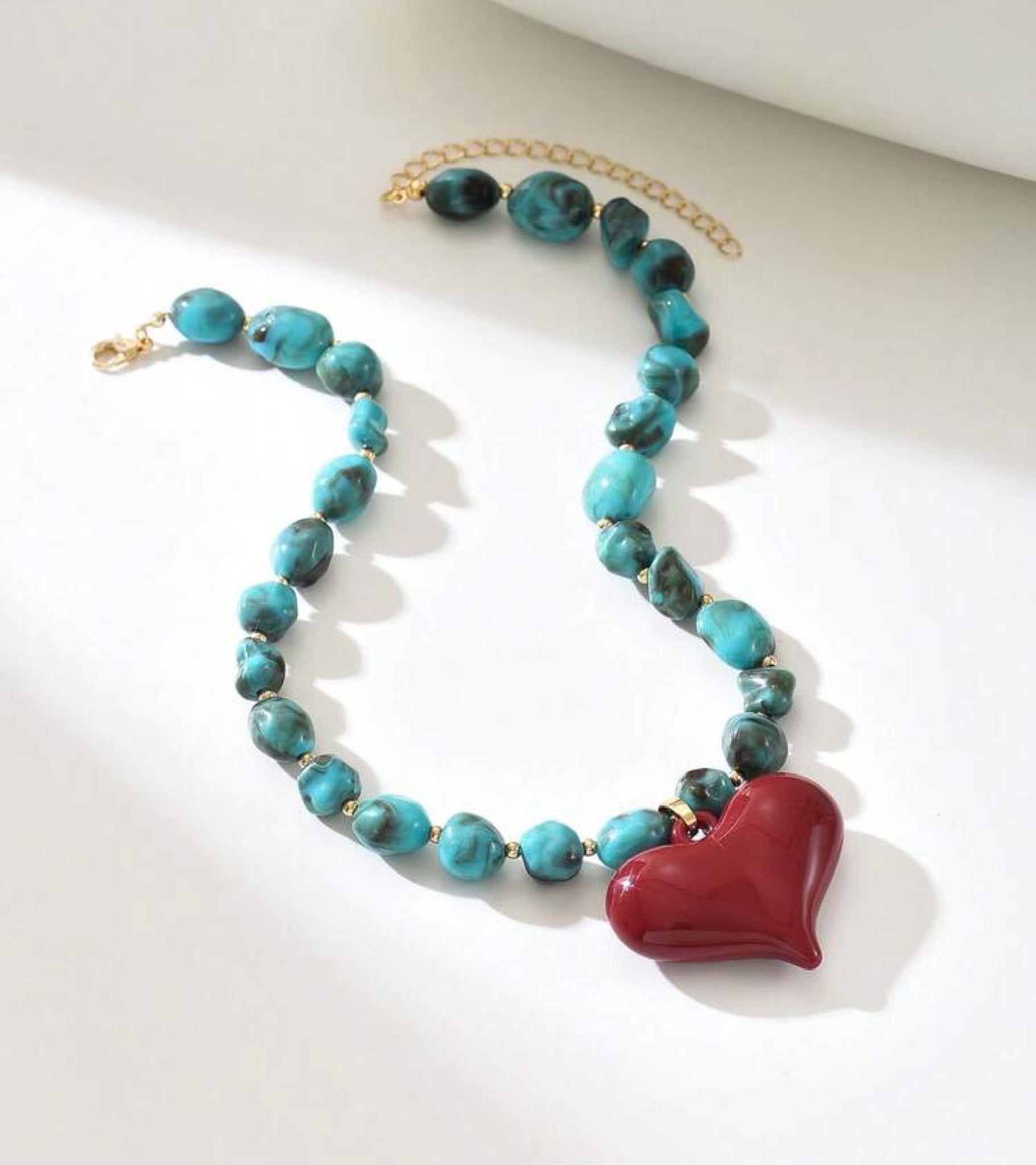 1, 2, or 3pc. Fashionable Resin Stone Heart Pendant Necklace