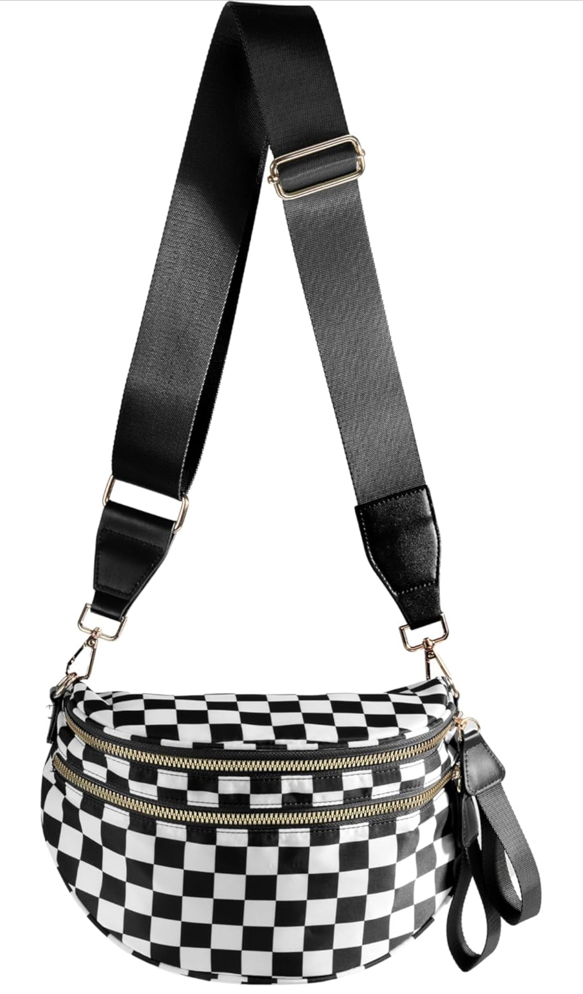 Spacious Checkered Nylon Crossbody Bag Bum Bag