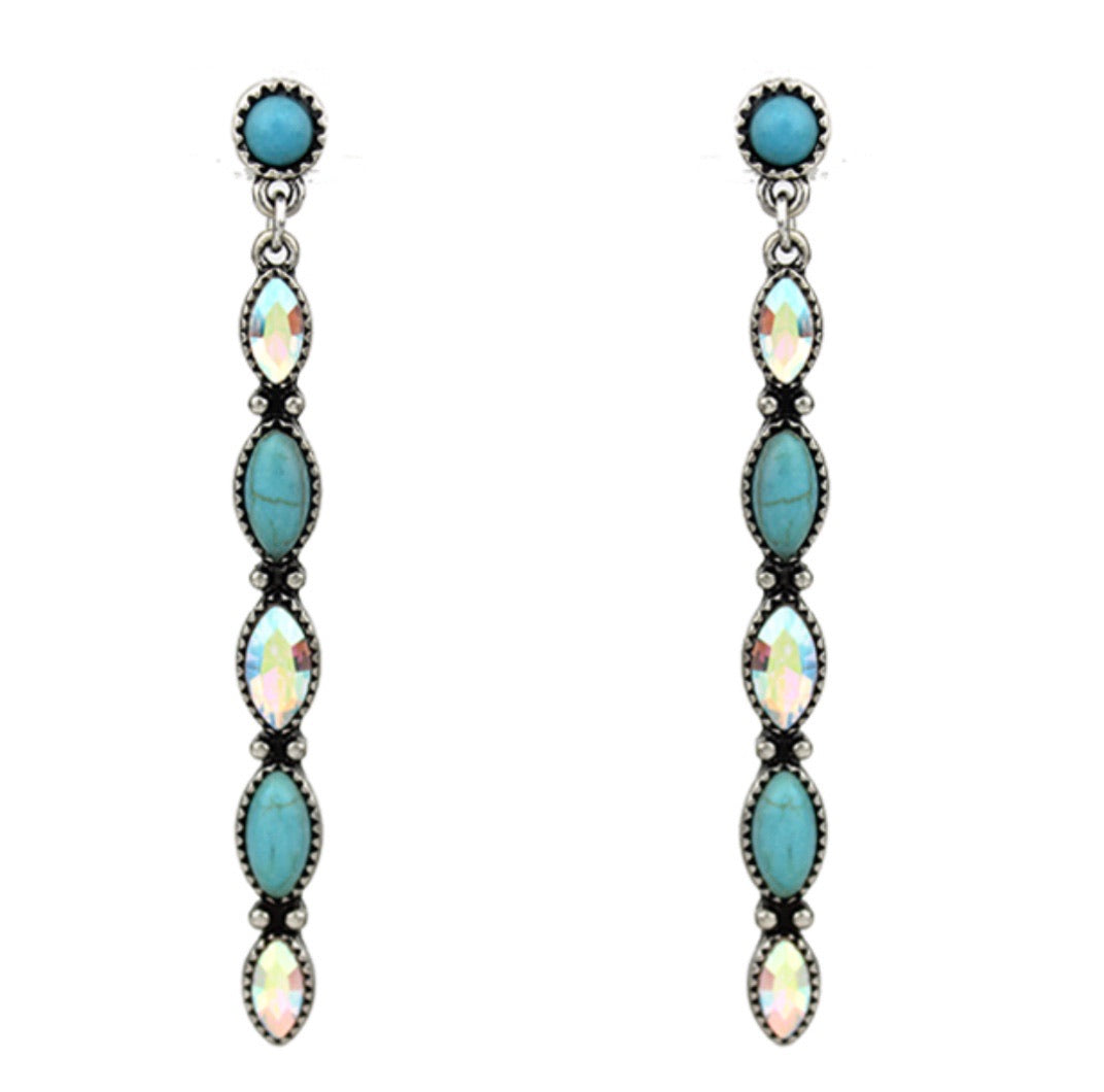 Iridescent and Turquoise Dangle Earrings