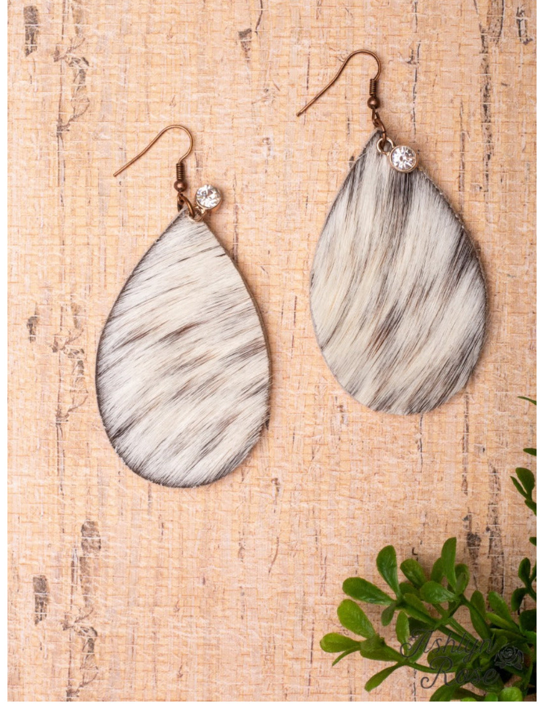 Howdy Darlin’ Cream Cowhide Dangle Earrings