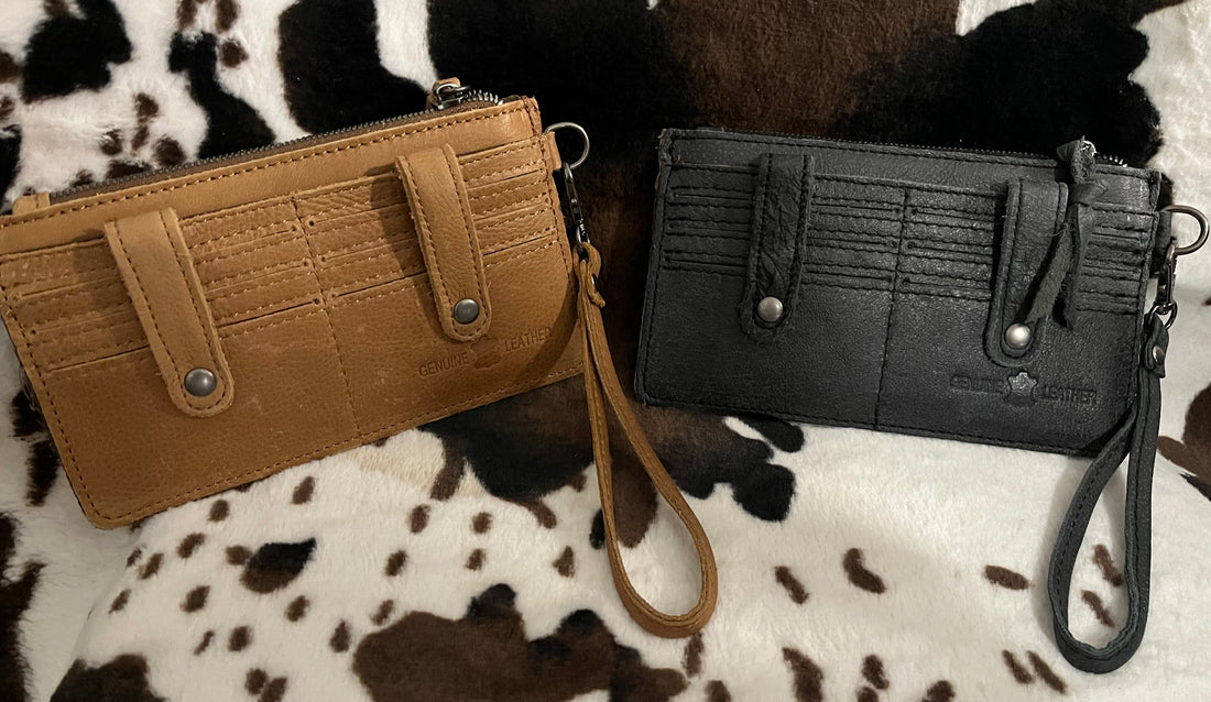 COWHIDE TOOLED PHONE WALLET