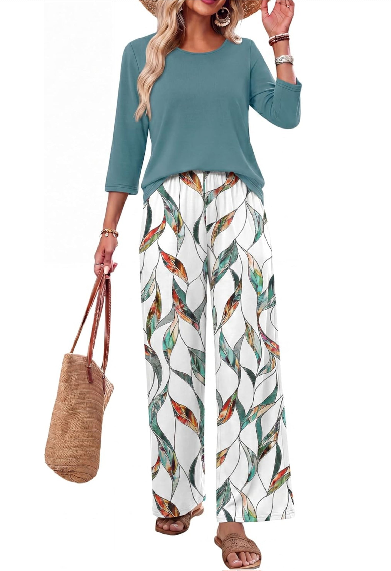 2 pc. 3/4 Sleeve Summer Lounge Set