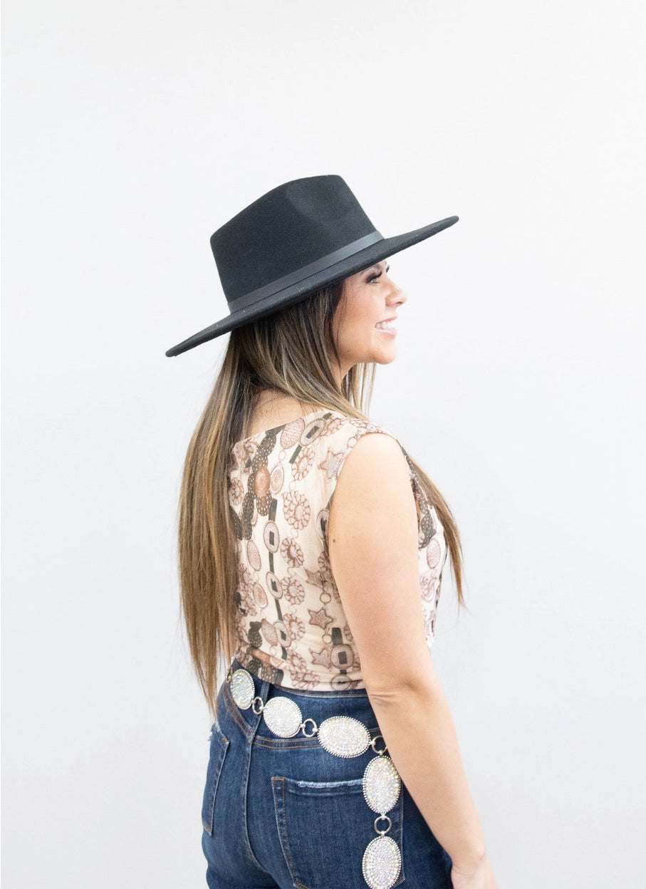 Western Buckle Mesh Bodysuit