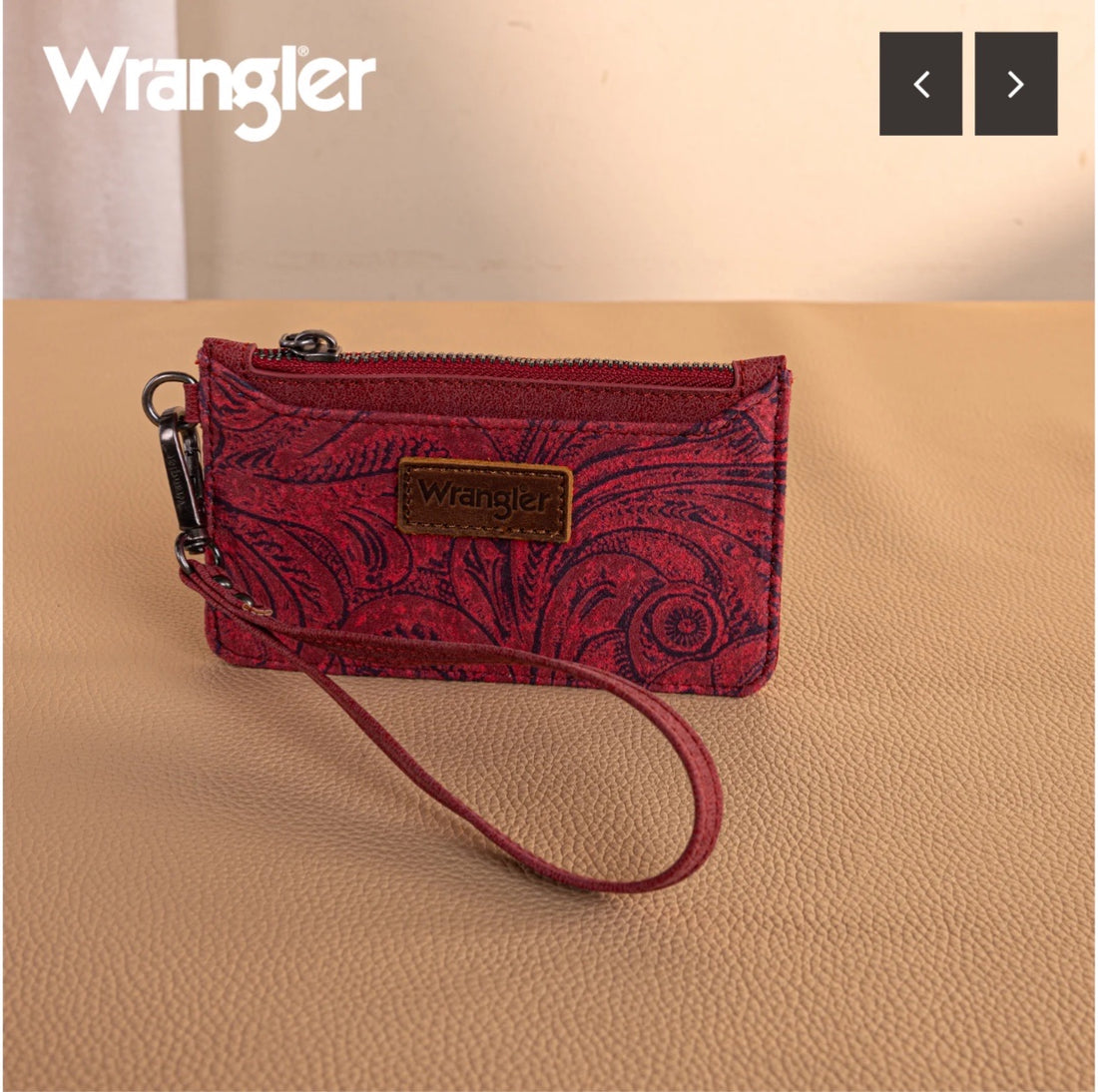 Wrangler Vintage Floral Velvet Print Mini Zip Card Case Wristlet