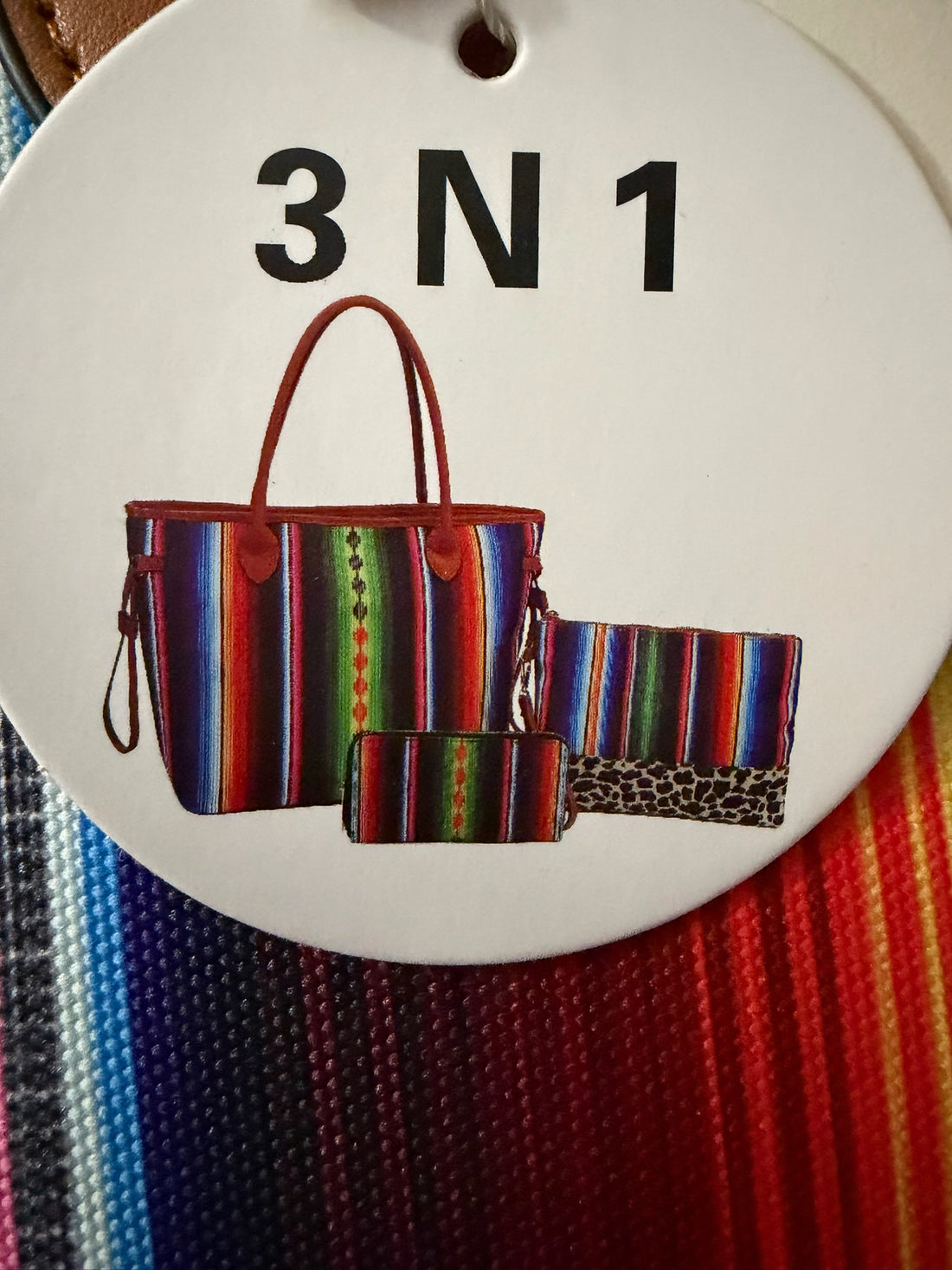 3pc. Multicolor Aztec Style Vegan Tote