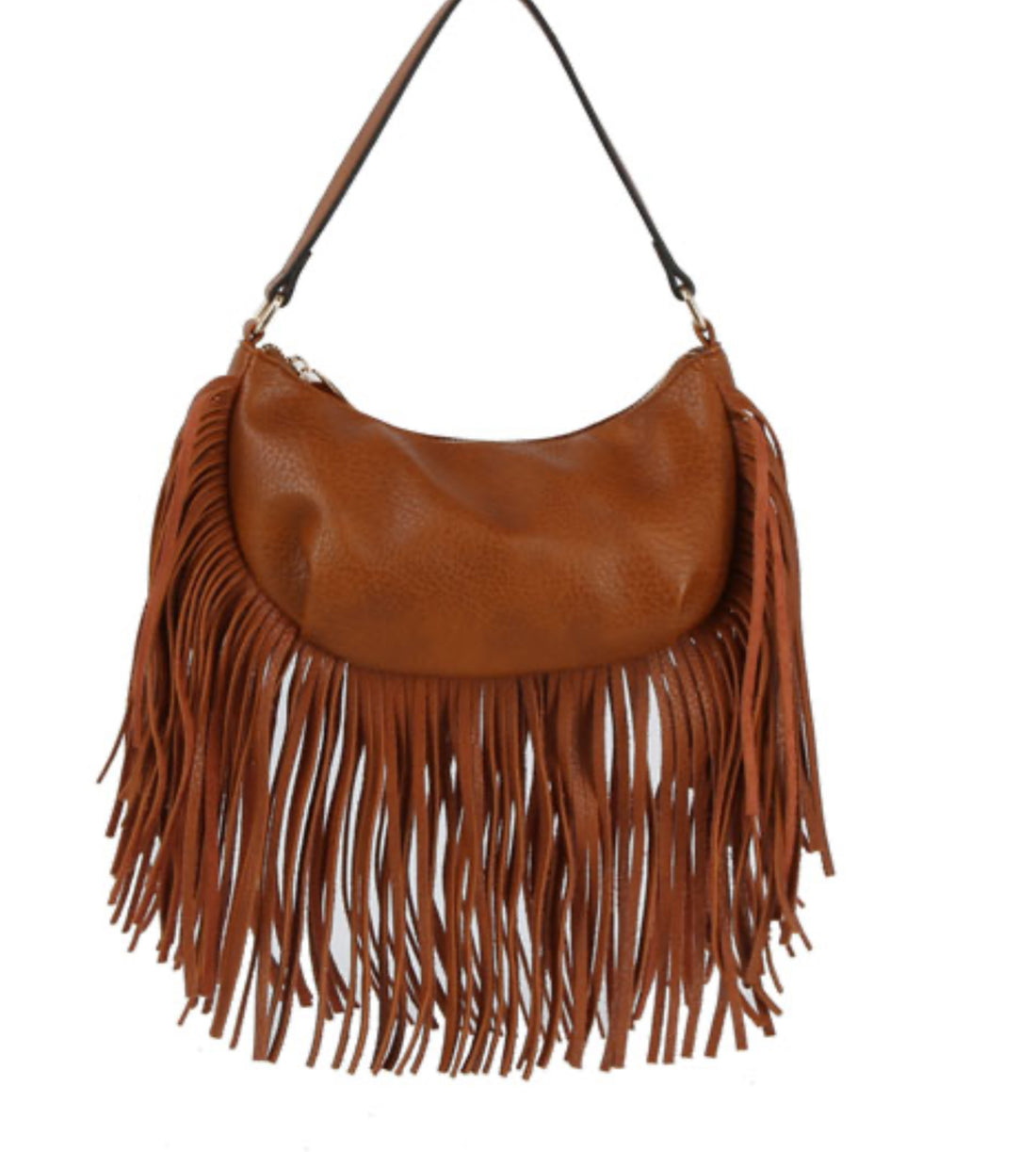 Large Hobo Pebble Vegan Leather Purse with Fringe