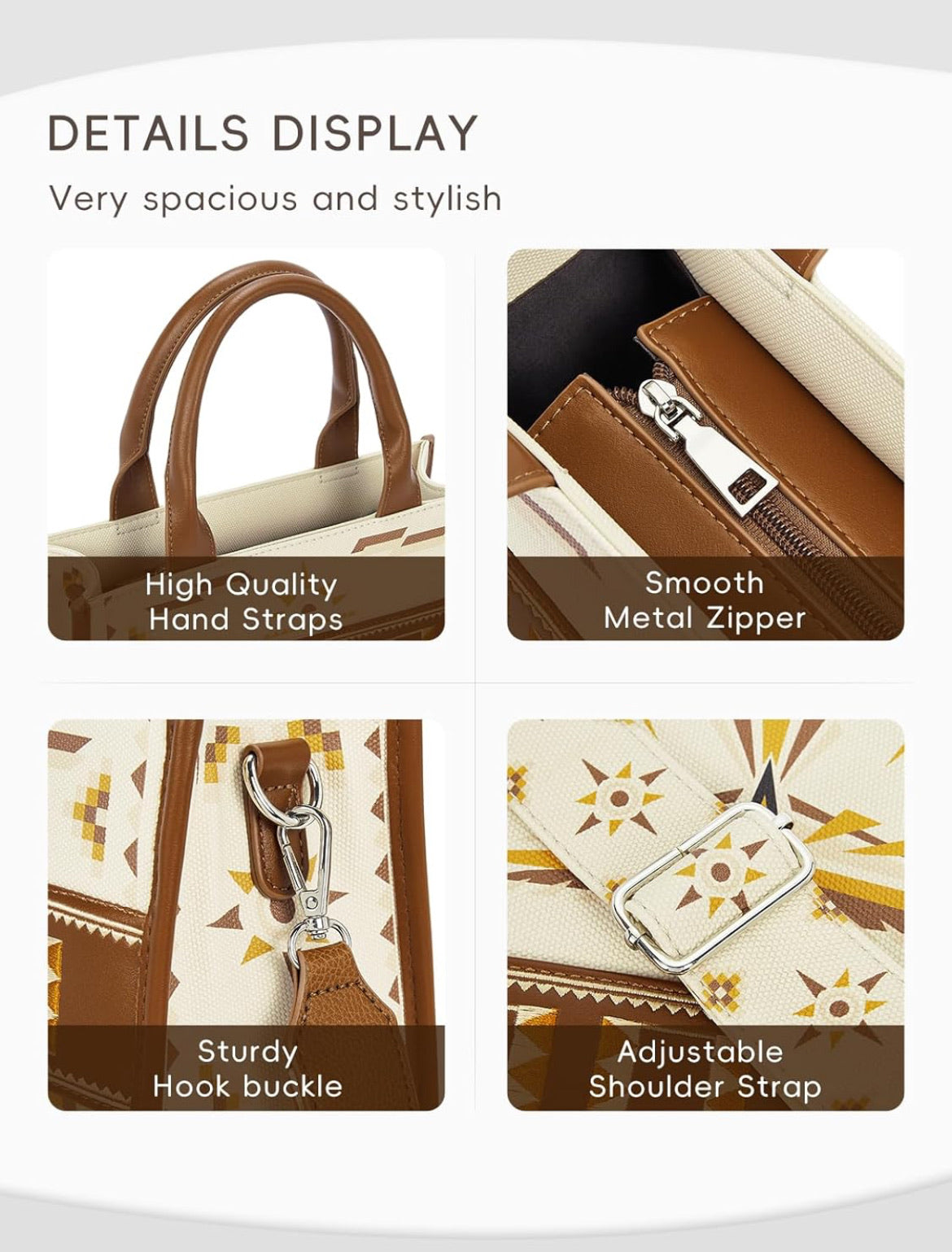 Cluci Western Style Aztec Canvas Crossbody Tote