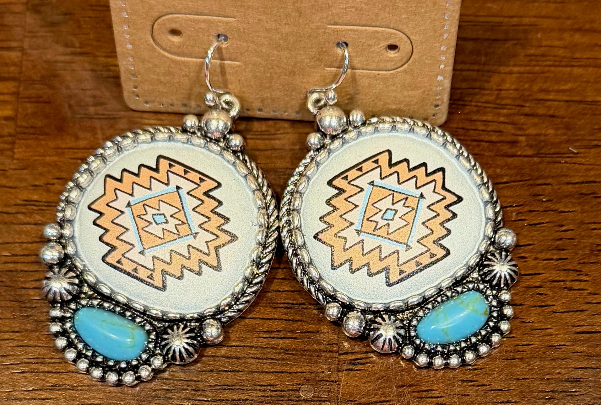 Aztec Metal Dangle Earrings