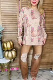 Western Boots & Flower printed long sleeve