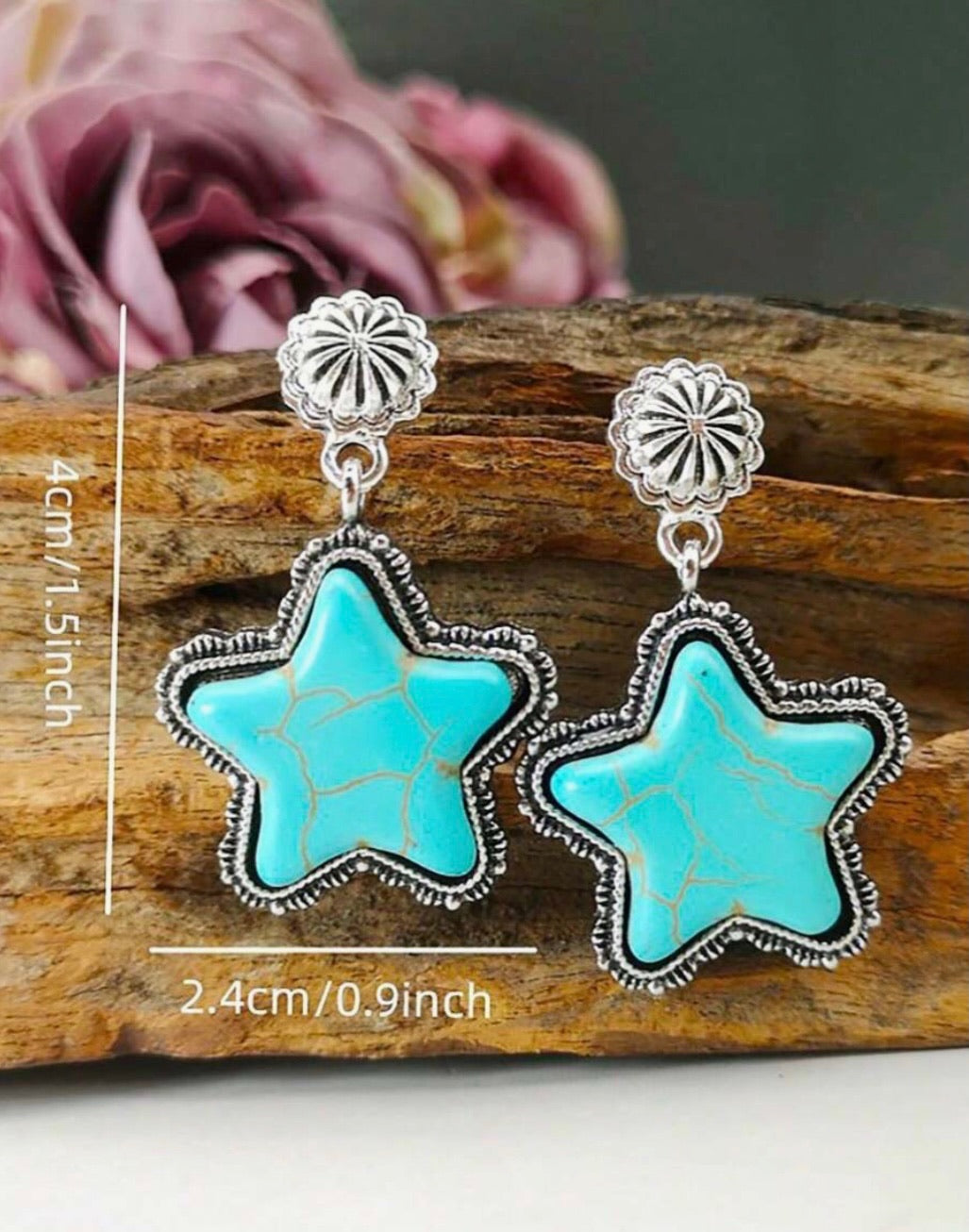 Vintage Style Turquoise Star Dangle Earrings