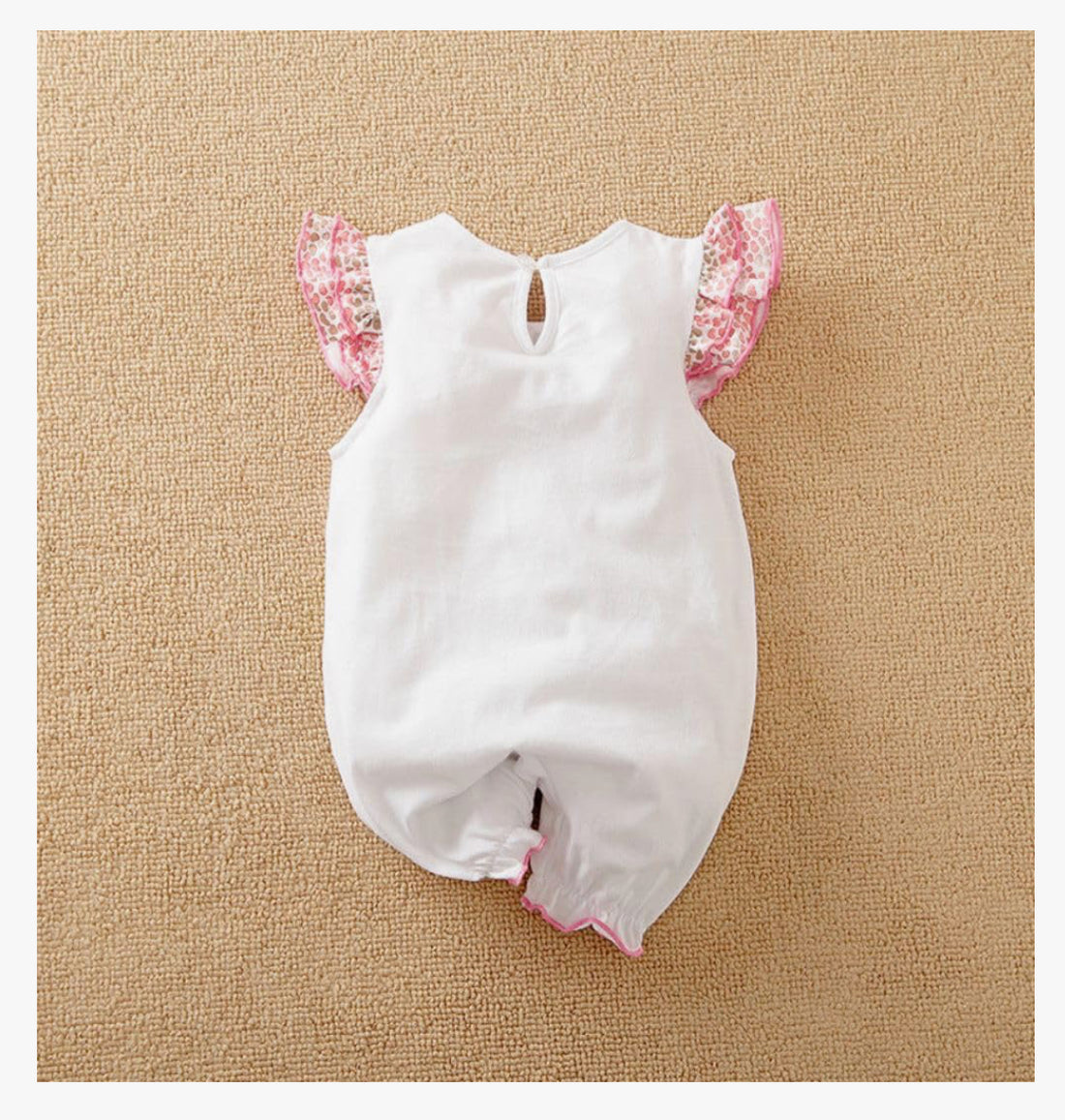 Baby’s Giraffe & Zebra Romper with Floral Cap Sleeves