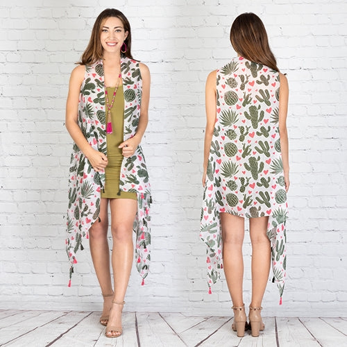 Sunshine & Rodeo Cactus with Hearts Duster Vest