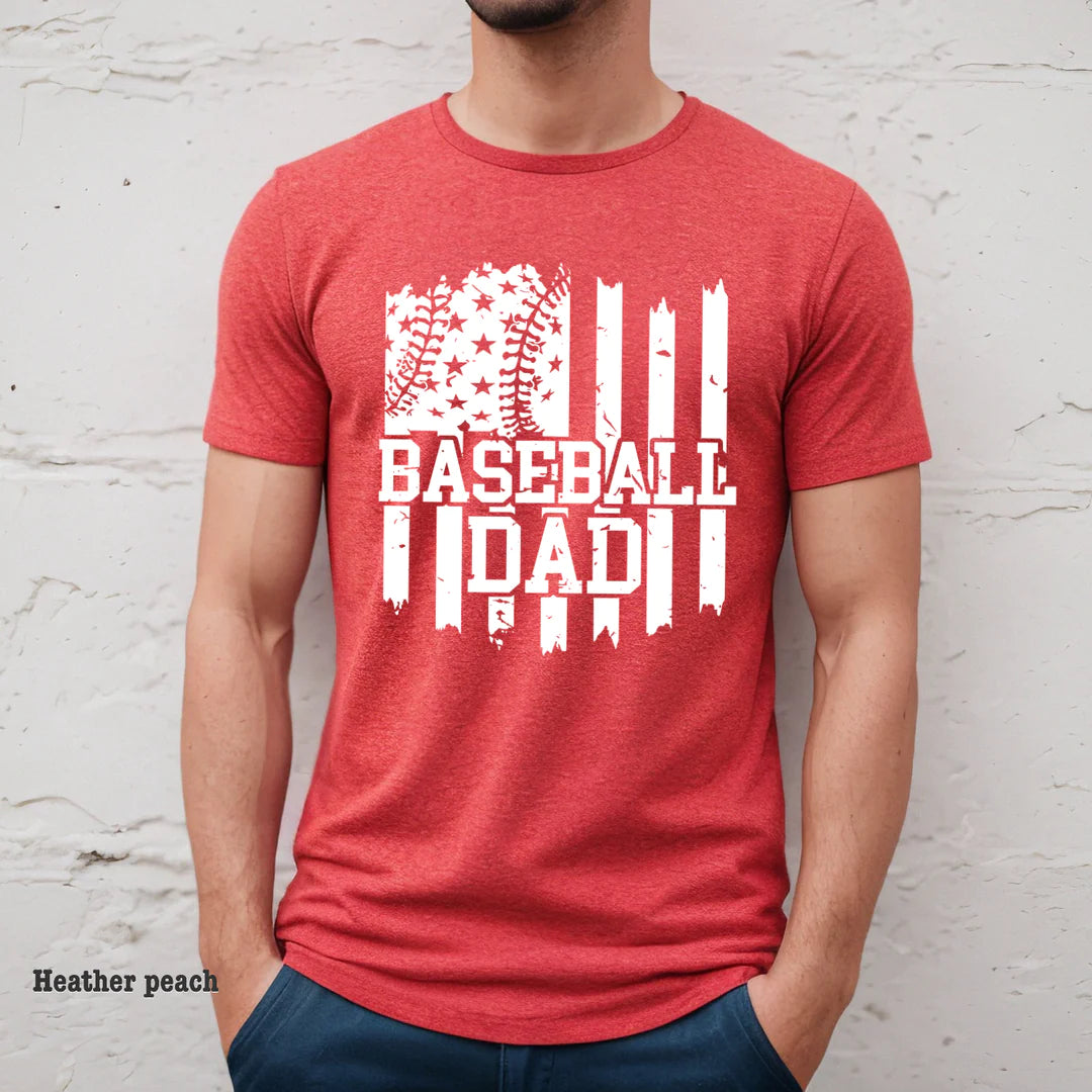 Men’s Baseball Dad Distressed Flag Graphic Tee