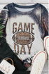 Front View-"Game Day"Leopard Print Letter Football Tie-Dye Graphic Tee