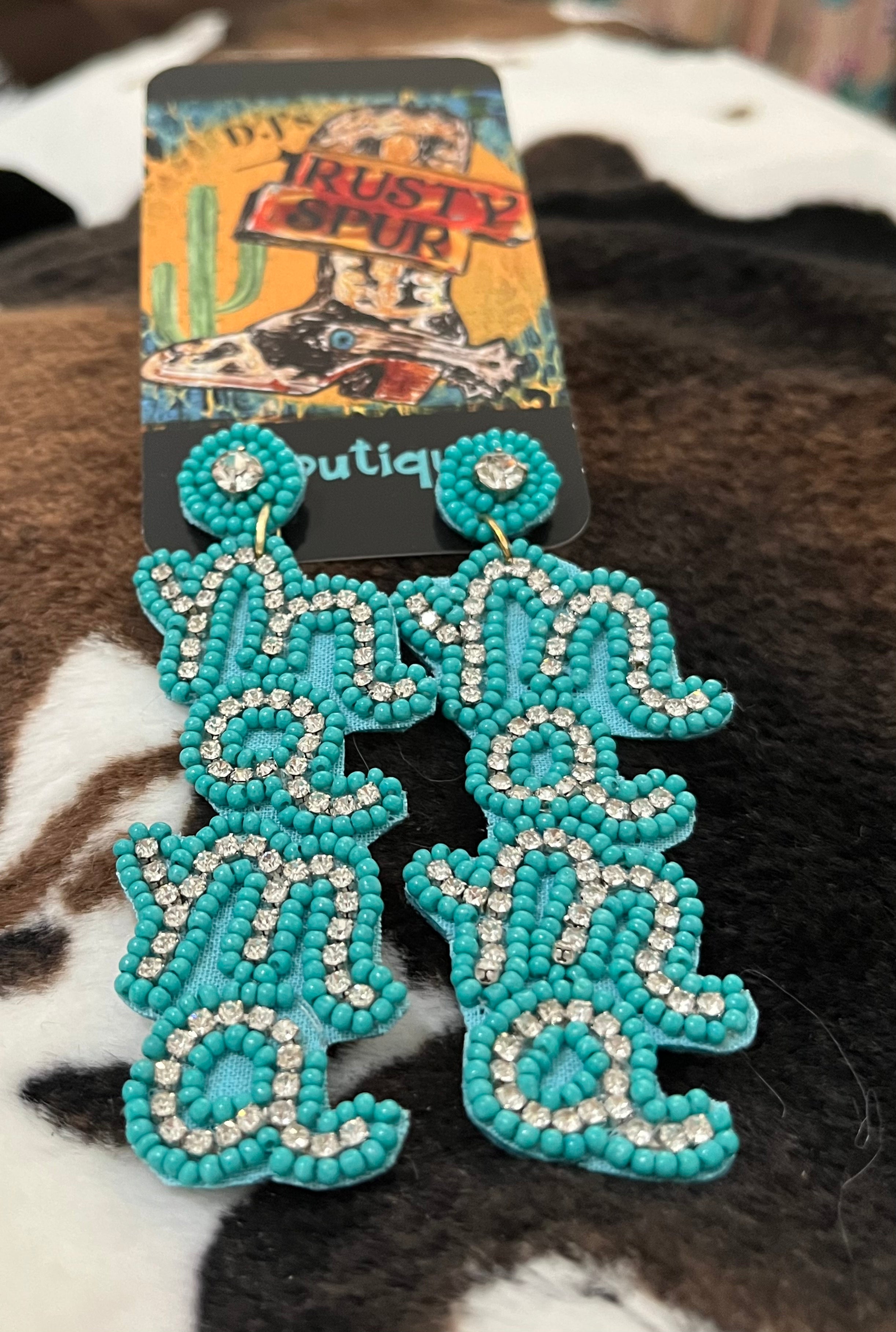 Beaded Mama Rhinestone Earrings