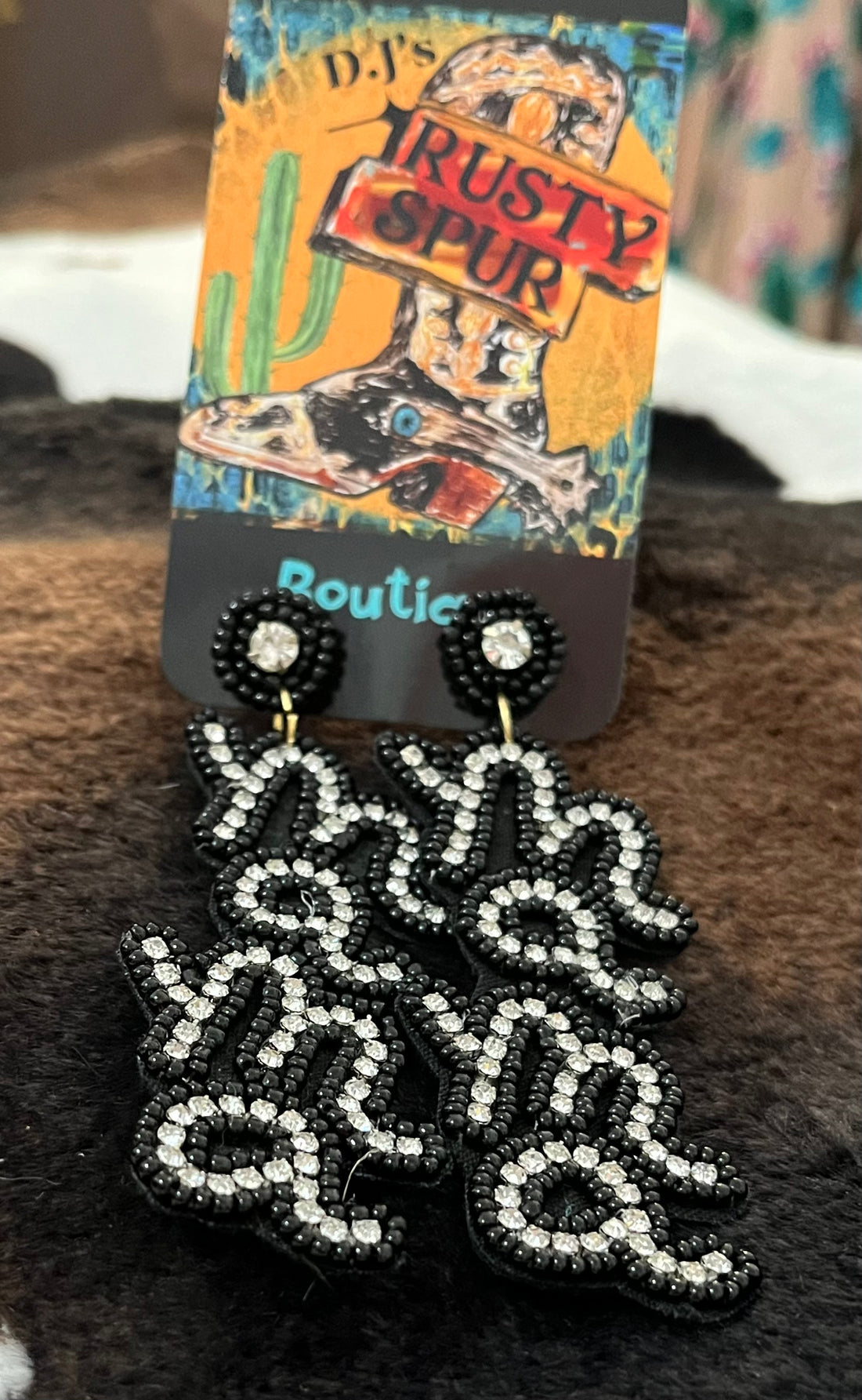 Beaded Mama Rhinestone Earrings