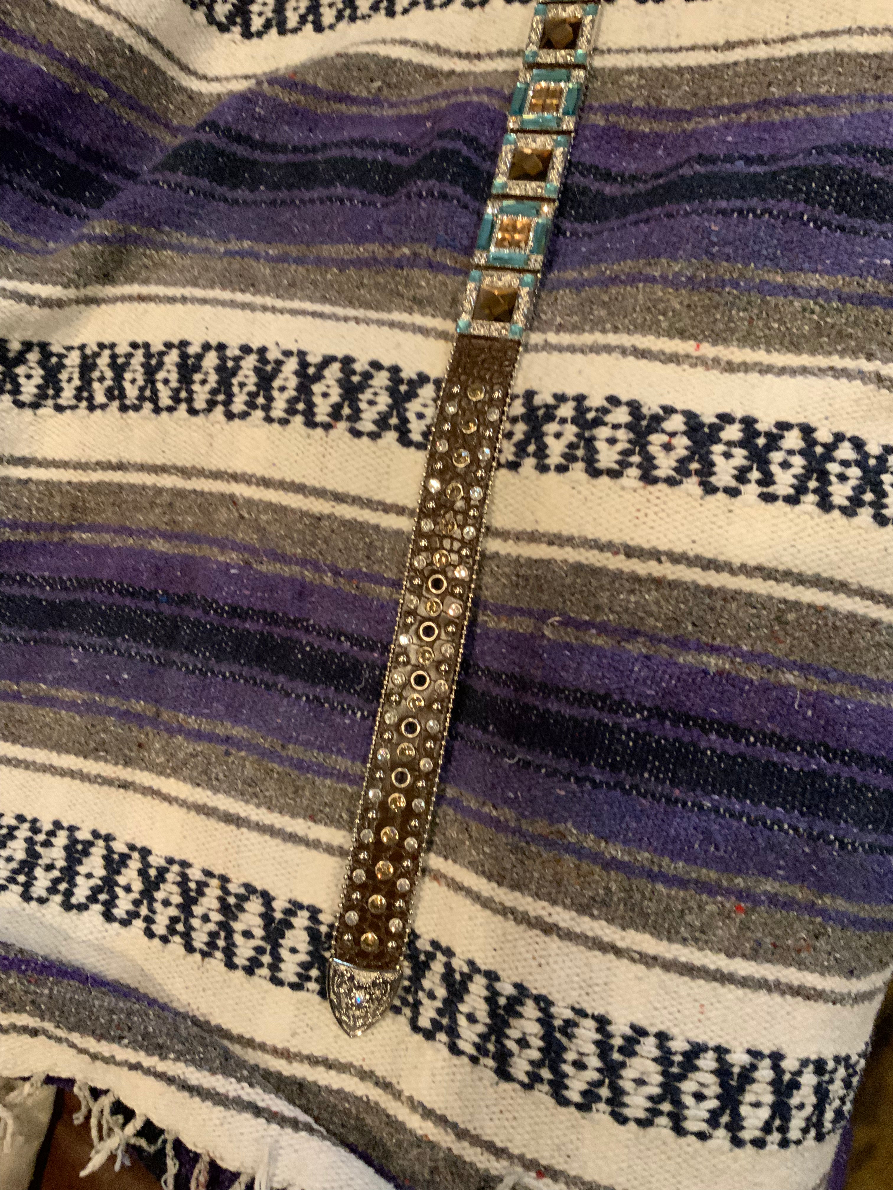 Rhinestone View-Genuine Leather Blingy Belt with Rhinestones