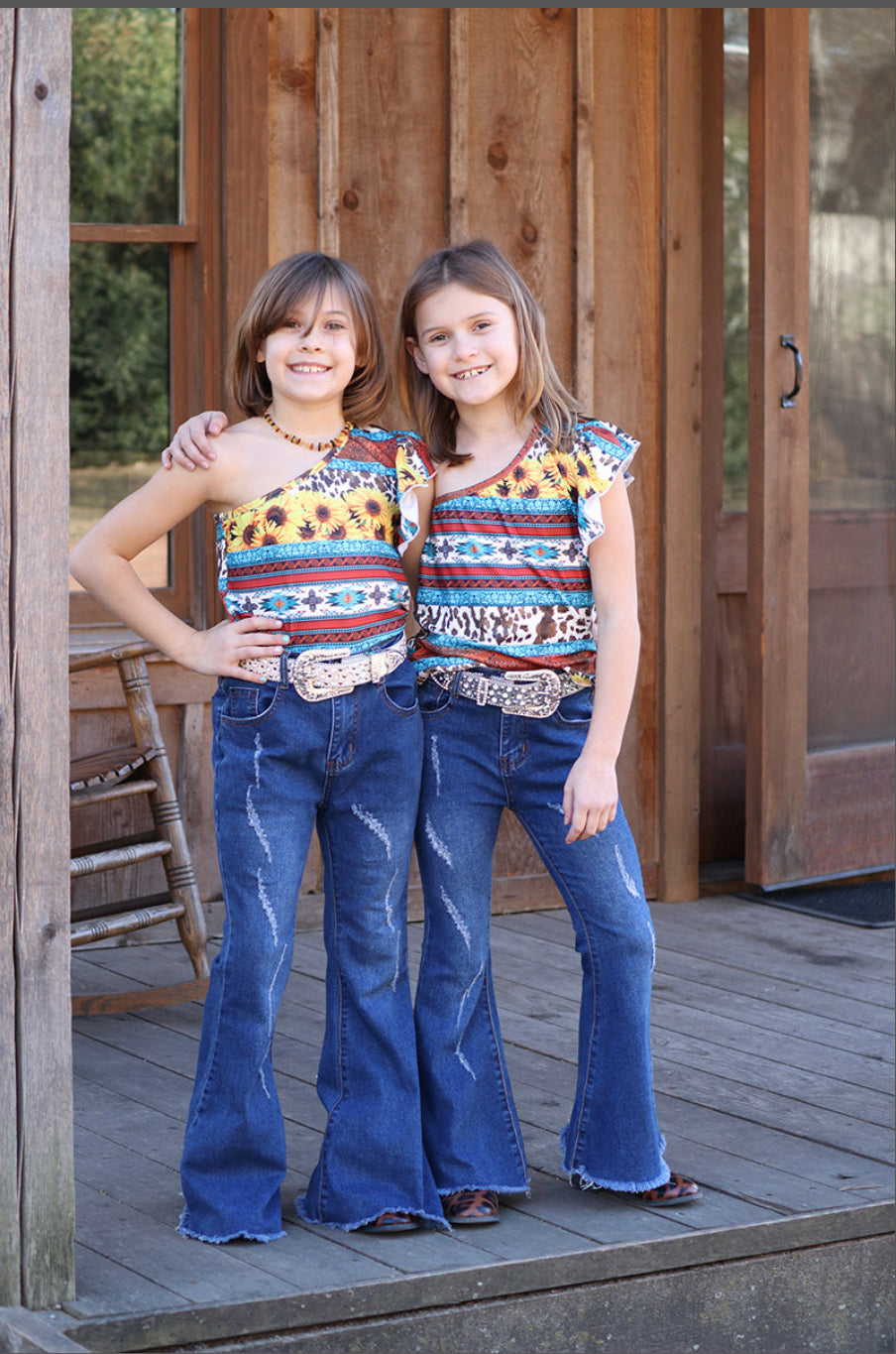 Full View-Girls Dark Blue Boot-cut Denim Jeans