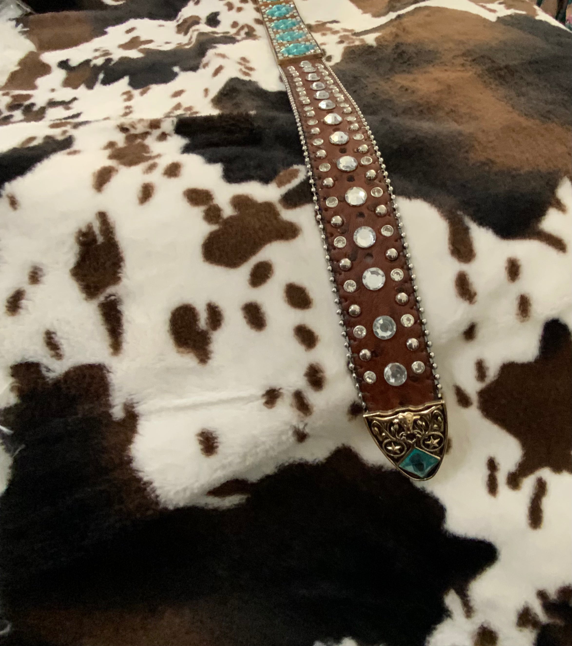 Rhinestone View-Genuine Leather Blingy Belt with Rhinestones