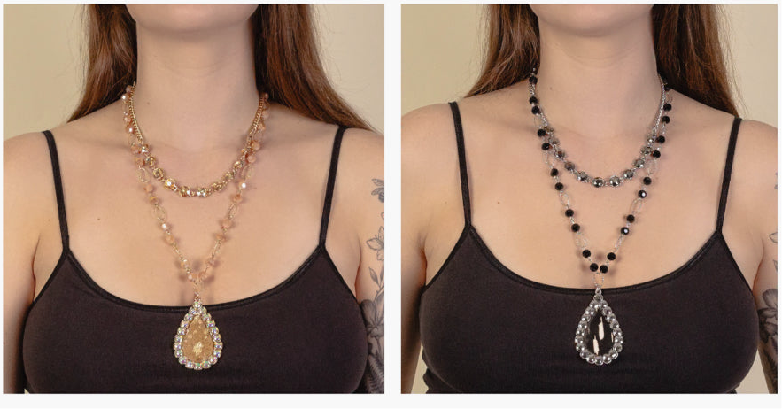Layered Animal Metal Necklace with Rhinestones