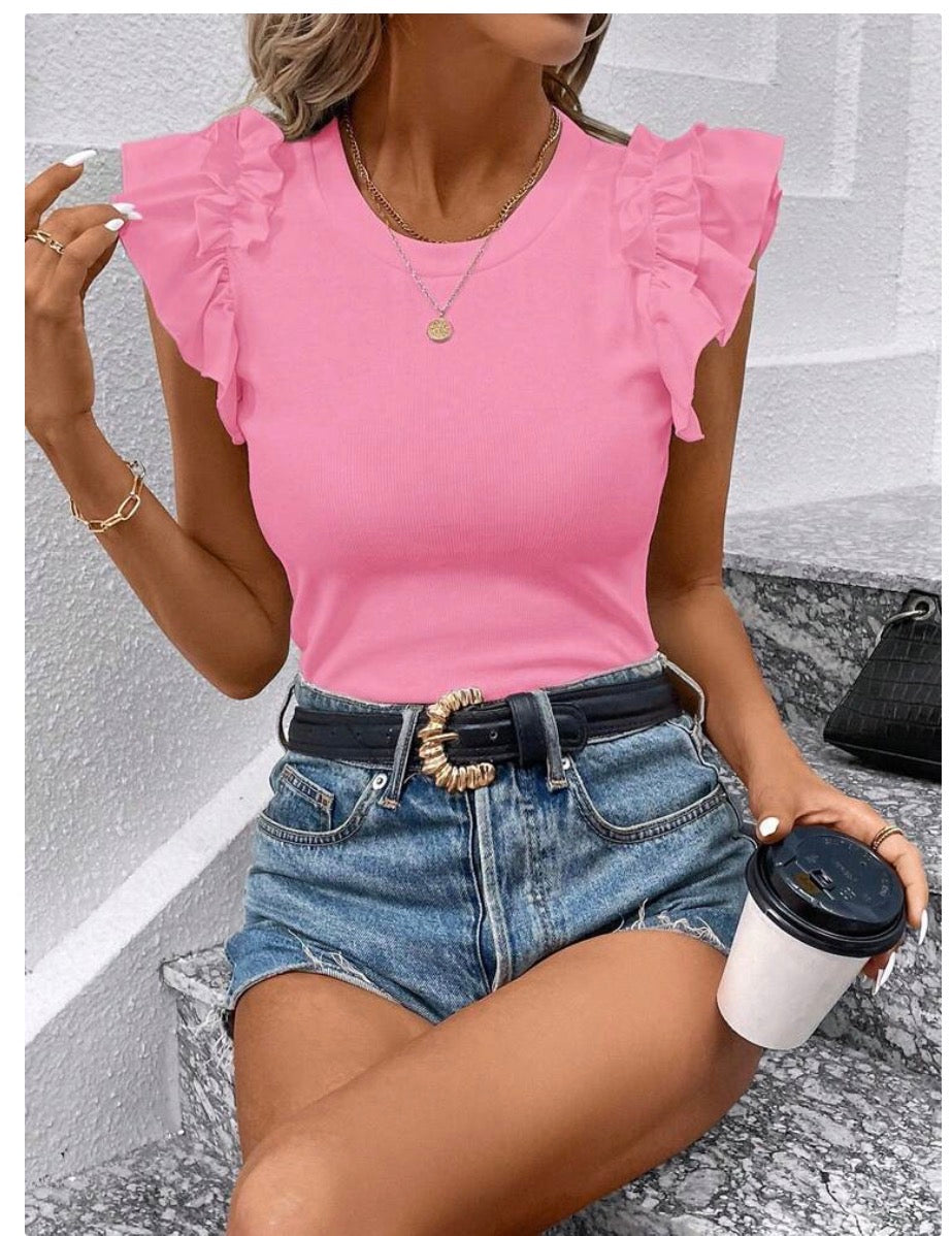 Classy Solid Color Cap Sleeve Top