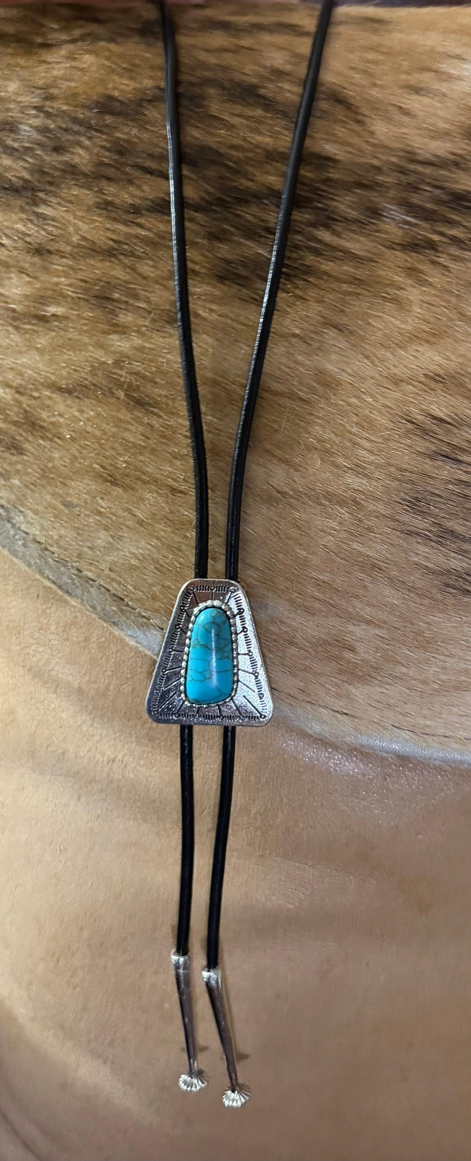 Turquoise Ribbon Bolo Tie