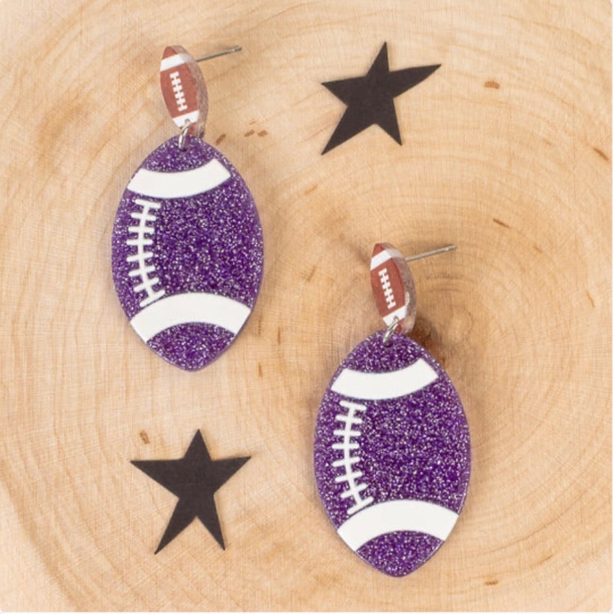 Sparkle Resin Football Dangle Earrings