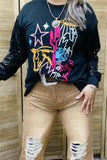 Black Western Embroidery &amp; Sequin long sleeve women blouse