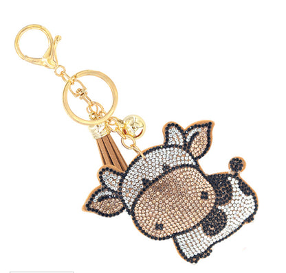 Rhinestone Covered Keychain With Tassel