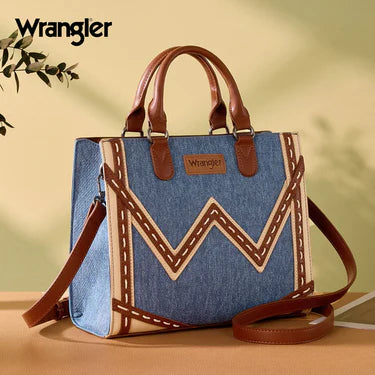 Wrangler Contrast Stitch Chevron Satchel Purse