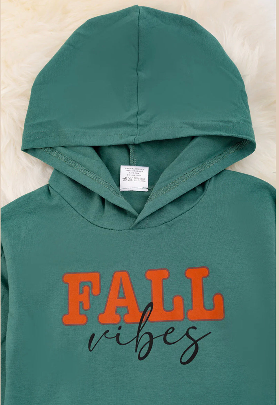 &quot;FALL VIBES&quot; GREEN TUINIC WITH HOODIE &amp; DISTRESSED LEGGINGS.