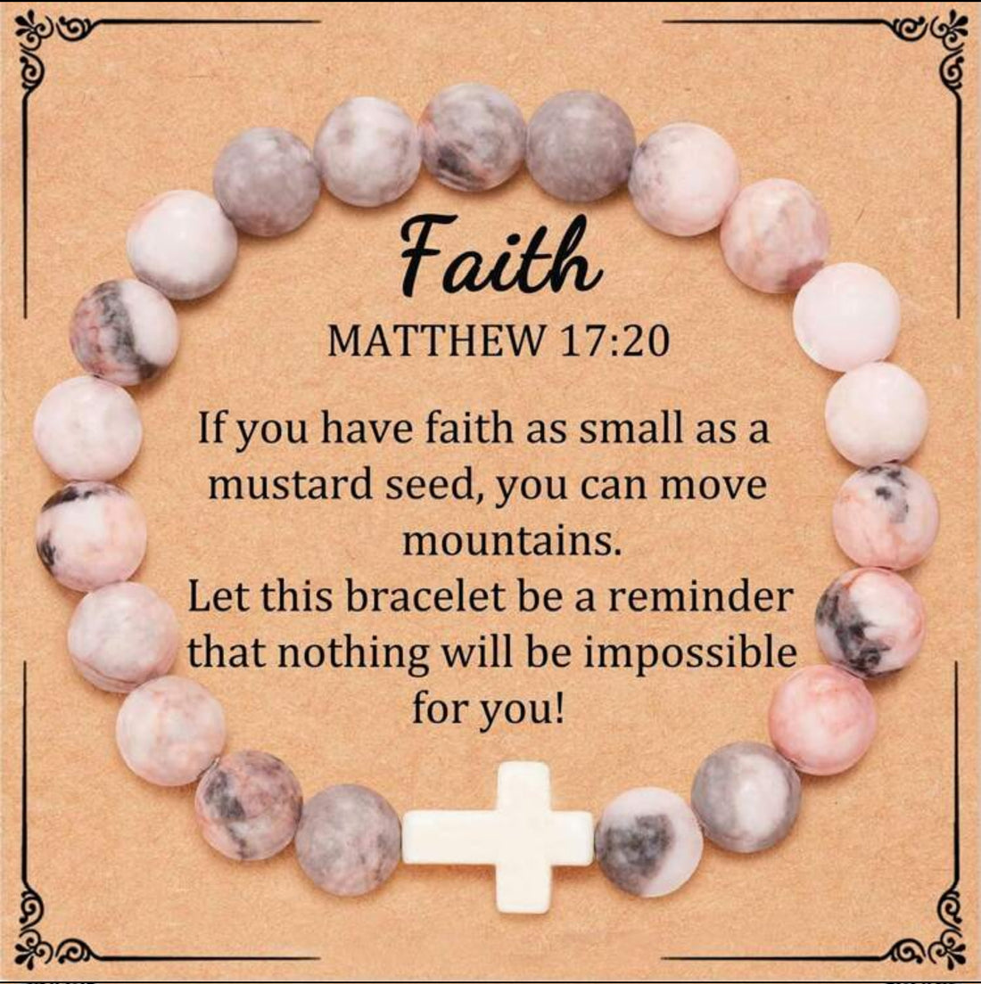 Natural Stone Cross Healing Stretch Bracelet